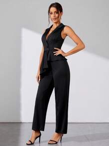SHEIN Tall Mono Sin Mangas Con Ribete De Volantes Para Mujer