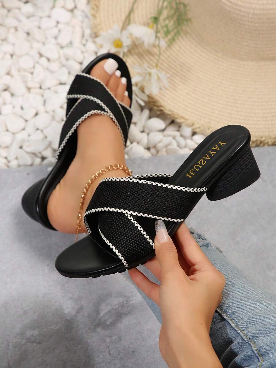 Của phụ nữ Thoải mái & Giải trí Đen Dệt Ngoài trời Dày Gót chân Dép xăng đan - màu đen - Xem 1