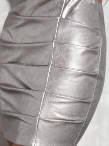 Hauture 金屬色褶皺pu皮裙 - 銀色 - 查看 5
