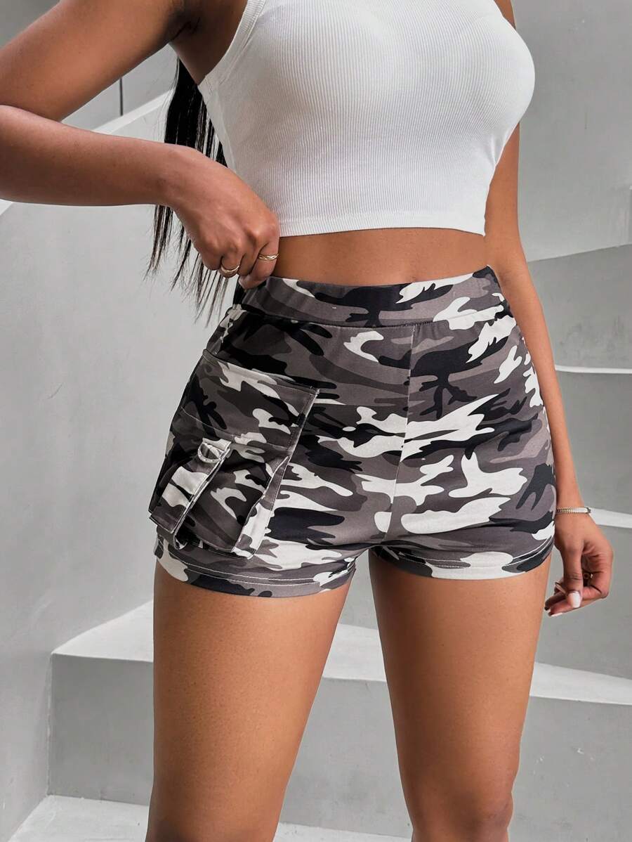 SHEIN SXY Ngụy trang Cargo Quần short - xanh quân đội - Xem 1