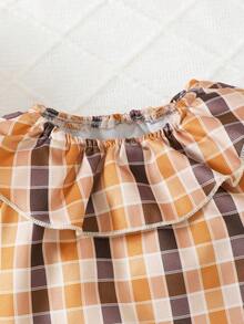 寶寶女孩可愛格紋長袖上衣和裙子套裝,適用於冬季 - 彩色 - 查看 3