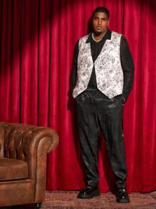 Manfinity VCAY Men'S Plus Size Printed Casual Suit Vest - Apricot - View 6