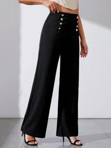 SHEIN Tall Ladies' Straight-Legged Pants - Black - View 4