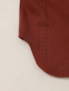 Tween 女孩純色連帽上衣和褲子套裝 - 棕色 - 查看 4