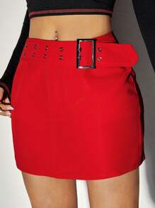 SHEIN EZwear Minifalda Acampanada De Cintura Baja Para Mujer