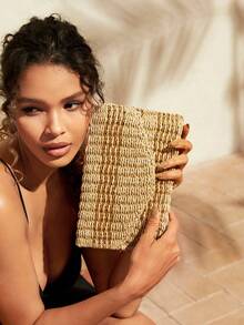 SHEIN VCAY 女性翻蓋手拿包 - 駝色 - 查看 8