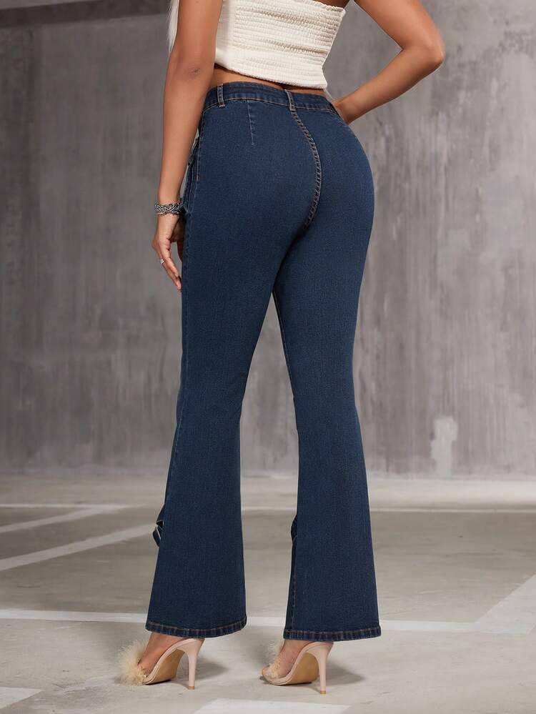 Ladies' Flap Pocket Flare Denim Jeans