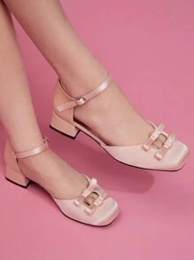 CUCCOO DOLLMOD 情人節瑪莉珍低跟圓頭鞋,蝴蝶結裝飾 - 粉色 - 查看 5