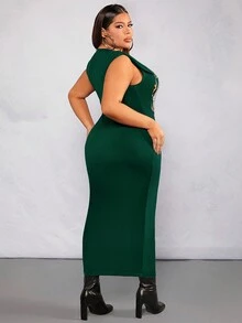 SHEIN SXY Kích thước lớn Của phụ nữ In Eagle Đầm - Màu xanh lá cây đậm - Xem 2