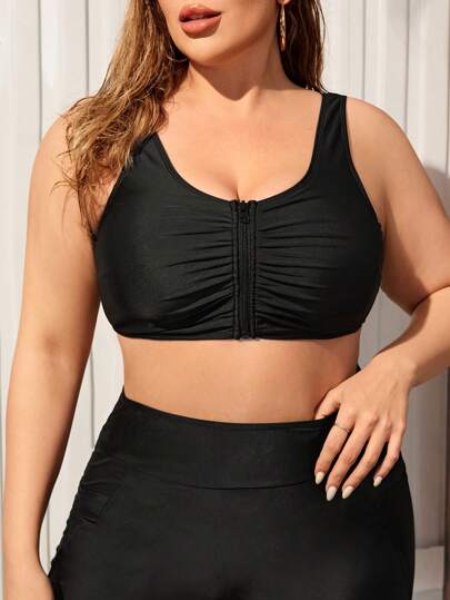 Swim Lushoire 大尺碼女荷葉邊比基尼上衣