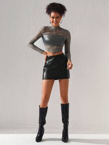 DUSTIN EDWARD 女用蕾絲拼接短款襯衫 - 彩色 - 查看 5