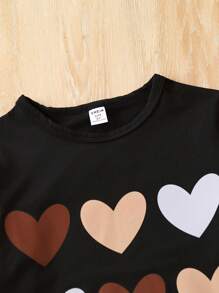 SHEIN Tween 少女心印花 T 卹 - 黑色 - 查看 5