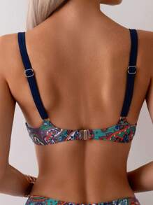 SHEIN Swim 夏季海滩女士佩斯利印花比基尼套装 - 彩色 - 查看 5