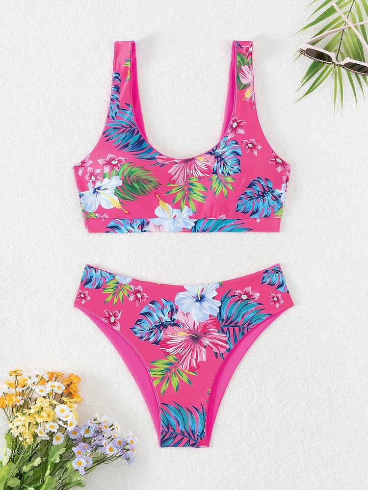 Floral Print Two Pieces Bikini Set Carnival Summer Beach