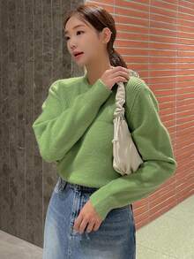 DAZY Sueter De Cuello Redondo Para Mujer - Verde - Ver 3