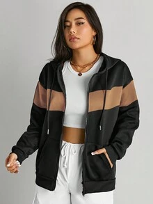 SHEIN EZwear Của phụ nữ Khối màu Dây rút Hoodie - Nhiều màu - Xem 6
