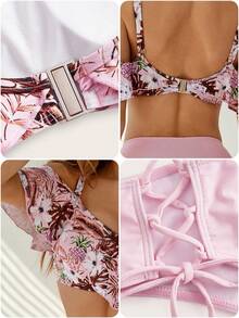 Swim DD+ Conjunto de bikini con estampado floral para mujer, verano playa - Multicolor - Ver 7