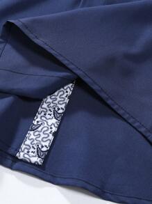 Manfinity Homme Men's Casual Graphic Short Sleeve Collar Shirt, For Going Out - Navy Blue - View 4