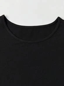 Flirla 女式加大码猫咪印花短袖夏季 T 恤 - 黑色 - 查看 6