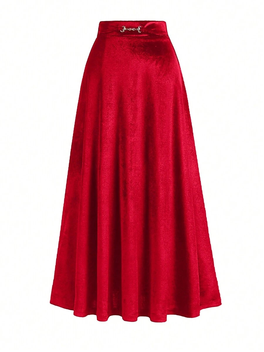 Women's Suede Skirt - Red - View 1