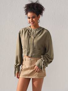 Yunjeong Jang 女款束口下擺帽衫,帶扣袖口 - 灰色 - 查看 3