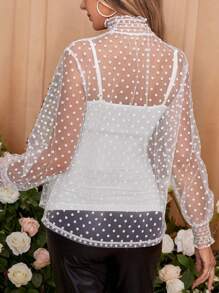 SHEIN Mesh Splicing Maternity Top - White - View 2