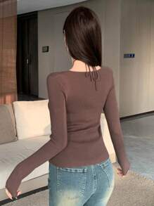 DAZY Women'S Solid Color Halter Sweater,Fall Clothes - Coffee Brown - View 8