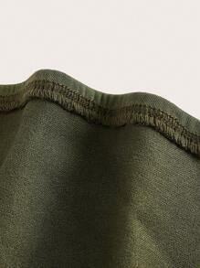 SHEIN EZwear Màu xanh lá Mặt trước Dây kéo Áo Bandeau  Đối với phụ nữ - xanh quân đội - Xem 3