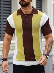 Manfinity Homme Maglia A Maglia A Manica Corta A Blocchi Di Colore Per Uomo