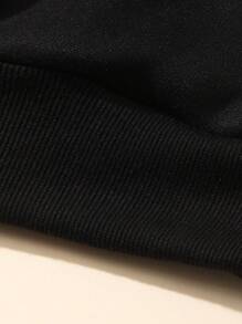 SHEIN EZwear Sudadera Con Capucha Impresa De Araña - Negro - Ver 4