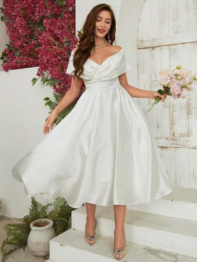 SHEIN Belle Off-Shoulder Elegant Mermaid Hem Cocktail Dress Maxi Women Outfit