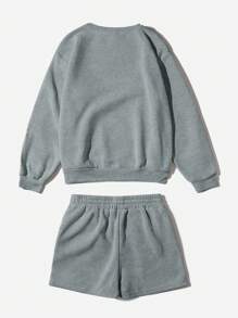 SHEIN EZwear 女式字母繡2件/套 - 灰色 - 查看 2