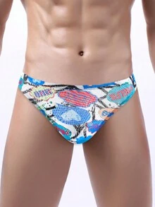 Men's Letter Printed Thong Briefs Sexy Underwear - Multicolor - View 3