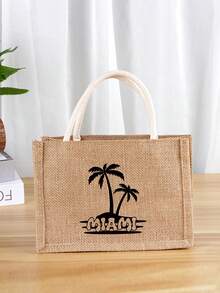 Lis Rafailedes 度假休閒棕櫚樹和邁阿密印花手提袋 - 卡其色 - 查看 3