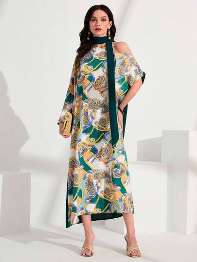 Al Najma 全印花 Paisley 開發衫,蝙蝠袖裝飾
