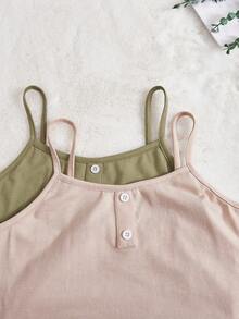 Cô gái Dệt kim Cami ngọn Với Khóa Đồ trang trí Và Eo đàn hồi Bộ quần short , Nhiều màu - Nhiều màu - Xem 5