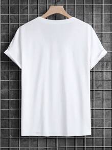 Genlund Men Cross Band V-Neck Plain Short Sleeve T-Shirt, For Going Out, For Friends, Holiday - White - View 2