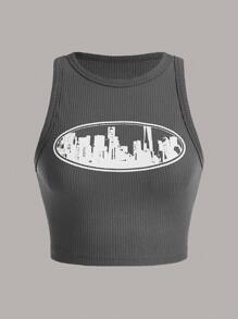 SHEIN EZwear 3入組大尺碼女性時尚印花短上衣 - 黑與白 - 查看 7