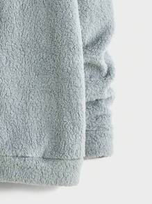 Manfinity RebelGame Men's Color Block Plush Hoodie With Embroidery Letter And Drawstring - Blue - View 3