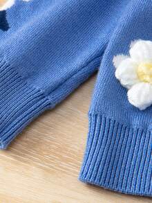 寶寶女孩3d花卉裝飾針織毛線衫套裝 - 彩色 - 查看 3