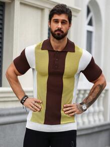 Manfinity Homme Maglia A Maglia A Manica Corta A Blocchi Di Colore Per Uomo