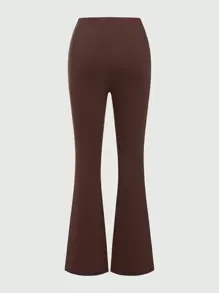 ROMWE PUNK Elastic Waist Flared Pants - Brown - View 2