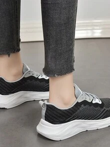 適用於春秋季的輕便休閒防滑運動鞋,帶有系帶設計和大尺碼,女款 - 黑色 - 查看 2