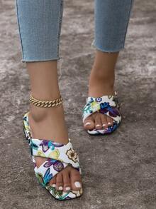 女款簡約時尚印花涼鞋 - 百搭經典復古精緻女款涼鞋 - 彩色 - 查看 3