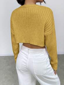 Lunelith SHEIN Lunessa Solid Color Drop-Shoulder Cropped Sweater Knit Pullover Fall Winter Outfit