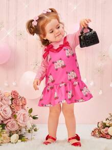 Baby Girl'S Fun & Versatile Printed Winter Outfit Set - Pink - View 5