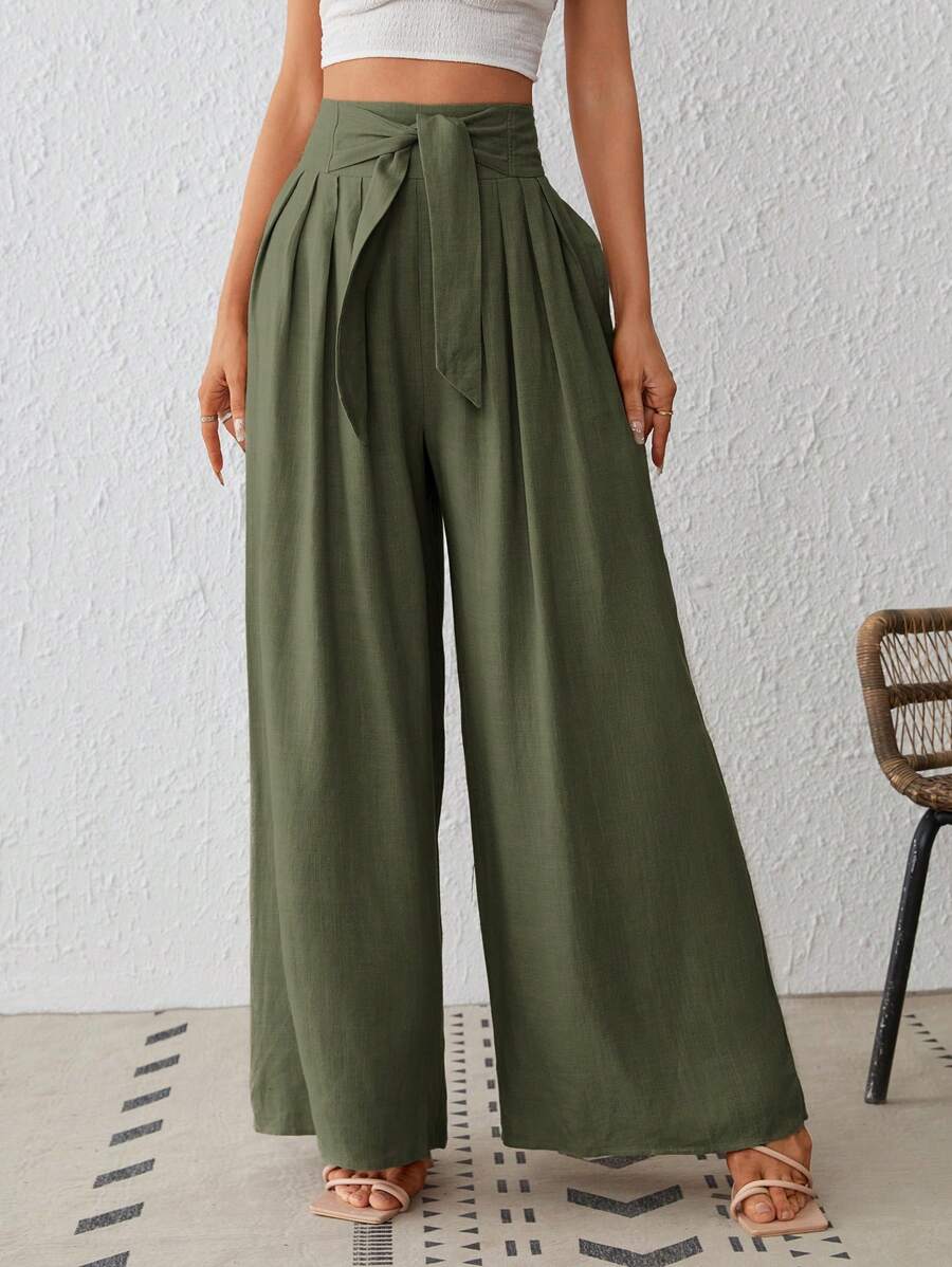 SHEIN VCAY Của phụ nữ Màu thuần Quần ống rộng