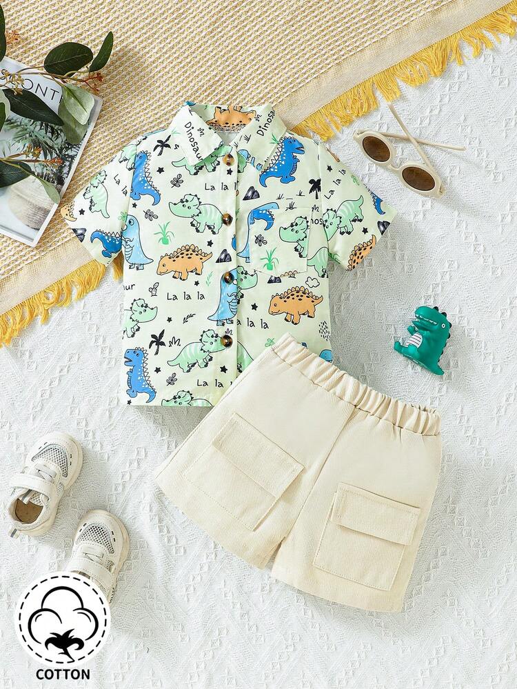 Men's Fun Printed Workwear Set With Pockets