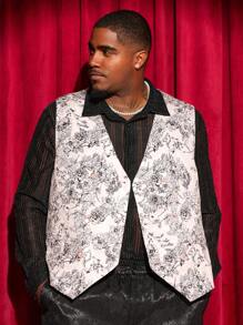 Manfinity VCAY Men'S Plus Size Printed Casual Suit Vest - Apricot - View 1