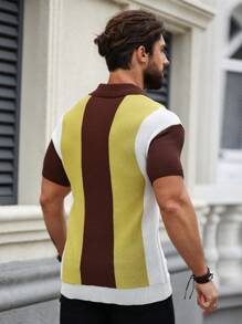 Manfinity Homme Maglia A Maglia A Manica Corta A Blocchi Di Colore Per Uomo